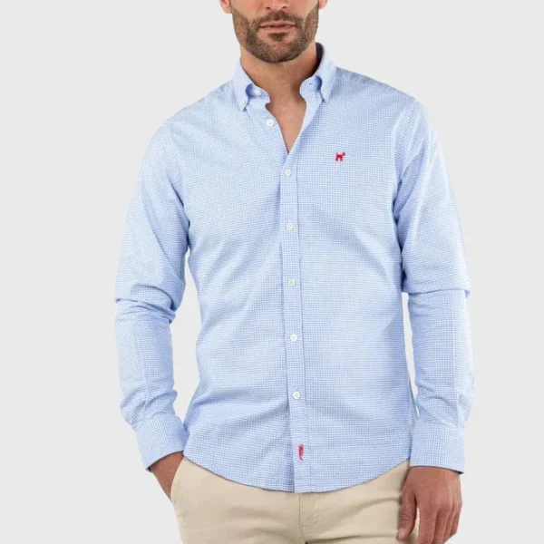 Camisa Micro Vichy Celeste Slim Fit Williot