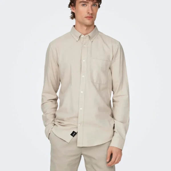Camisa Gudmund Slim Beige Only&Sons