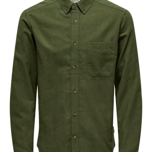 Camisa Gudmund Slim Kaki Only&Sons