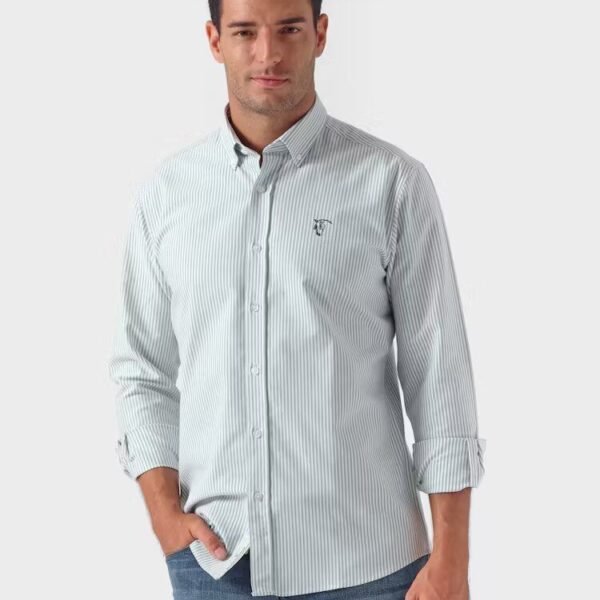 Camisa Oxford Rayas Verde La Garrocha