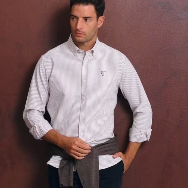 Camisa Oxord RayasTaupe La Garrocha