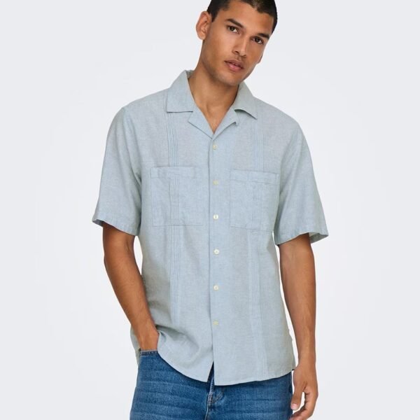 Camisa Guayabera Azul Only&Sons