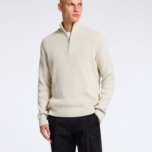 Jersey Media Cremallera Knit Beige Selected