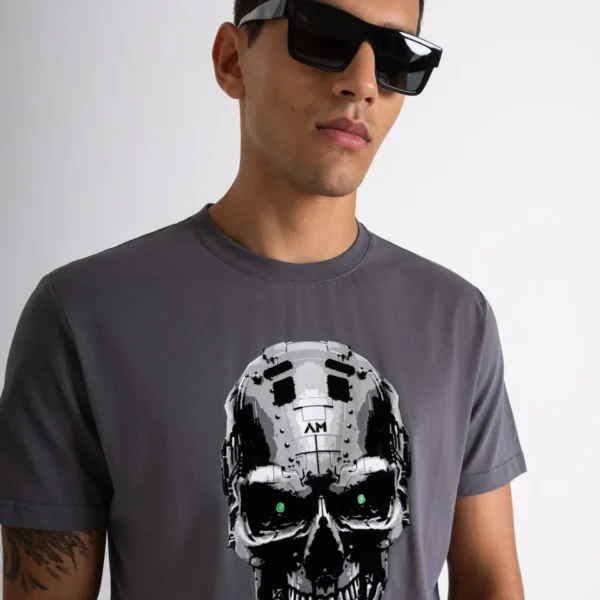 Camiseta Slim Fit Gris Robot Morato