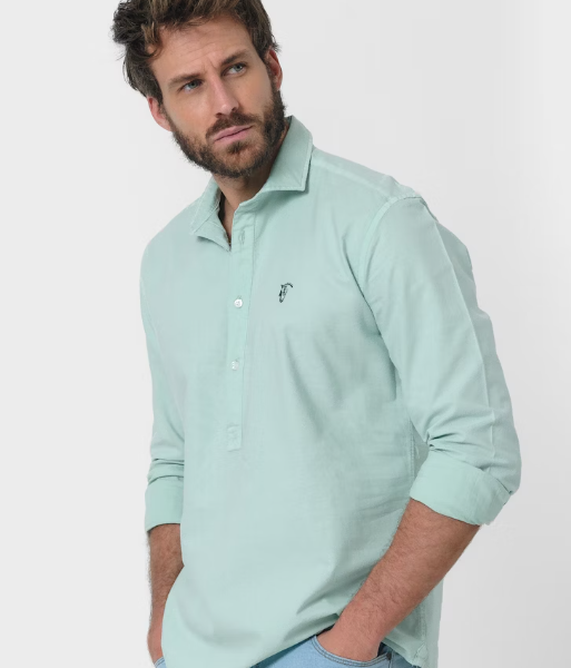 Camisa Polera Garment Dyed Verde La Garrocha