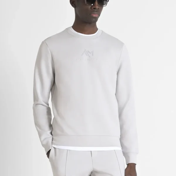 Sudadera Slim Logo Piel Gris Morato