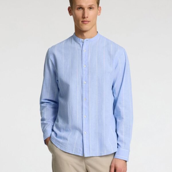 Camisa Reg Mao Sun Lino Azul Selected