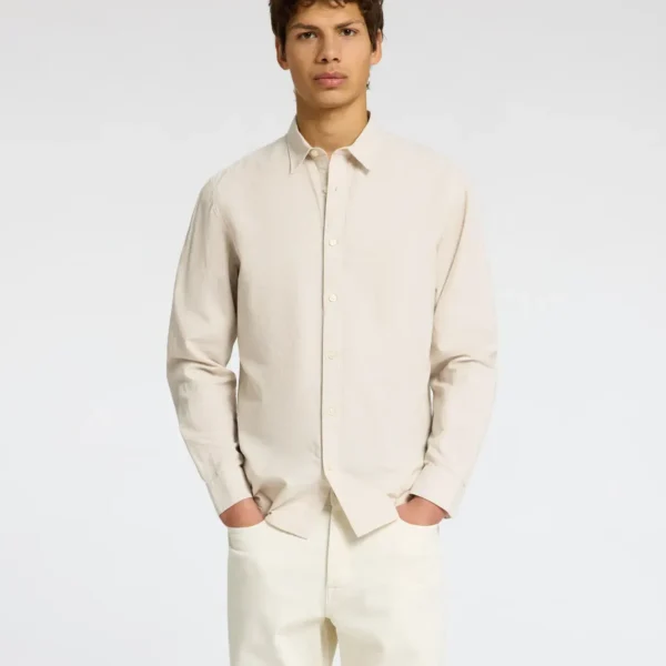 Camisa Slim Sun Lino Beige Selected
