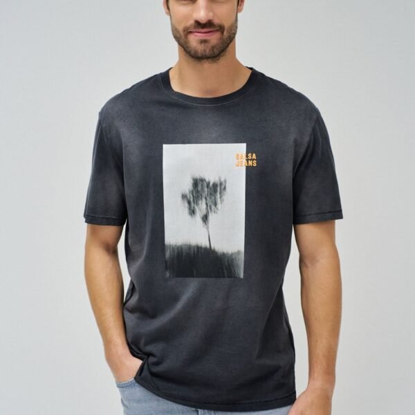 Camiseta Estampado Desgastado Negra Salsa