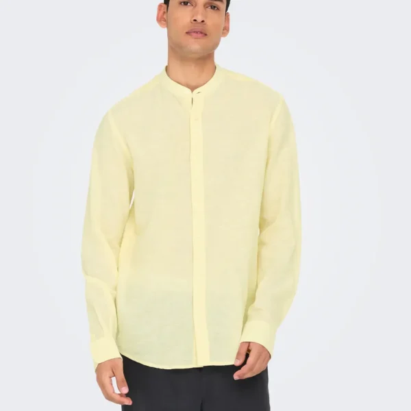 Camisa Caiden Lino Mao Amarilla Only Ando Sons