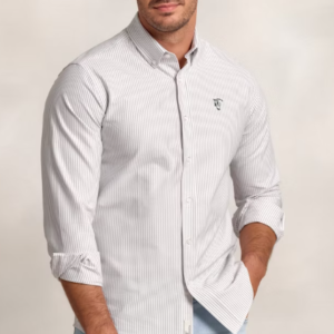 Camisa Oxford Rayas Gris La Garrocha
