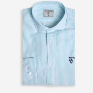 Camisa Polera Lino Rayas Turquesa La Garrocha